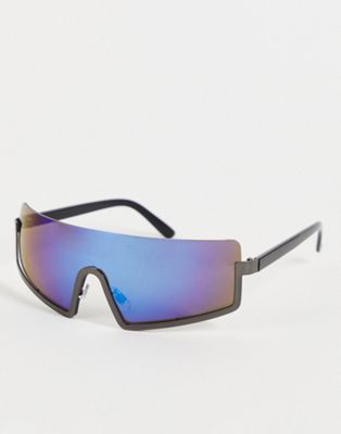 Topshop rimless visor sunglasses with flash lens
