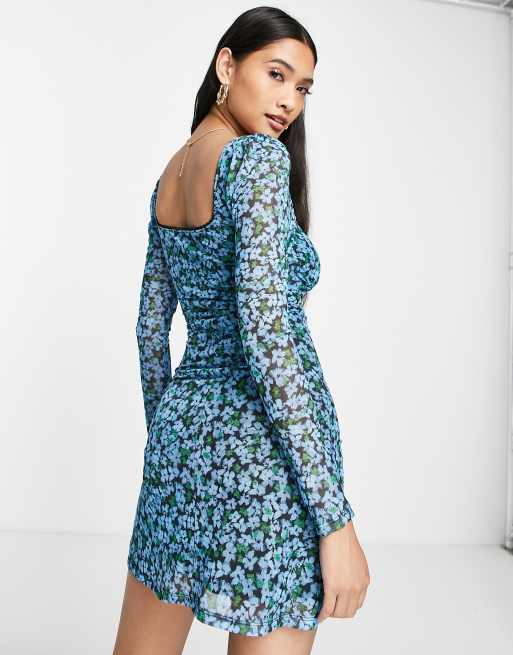 ASOS DESIGN ring detail cutout mini dress in ditsy floral