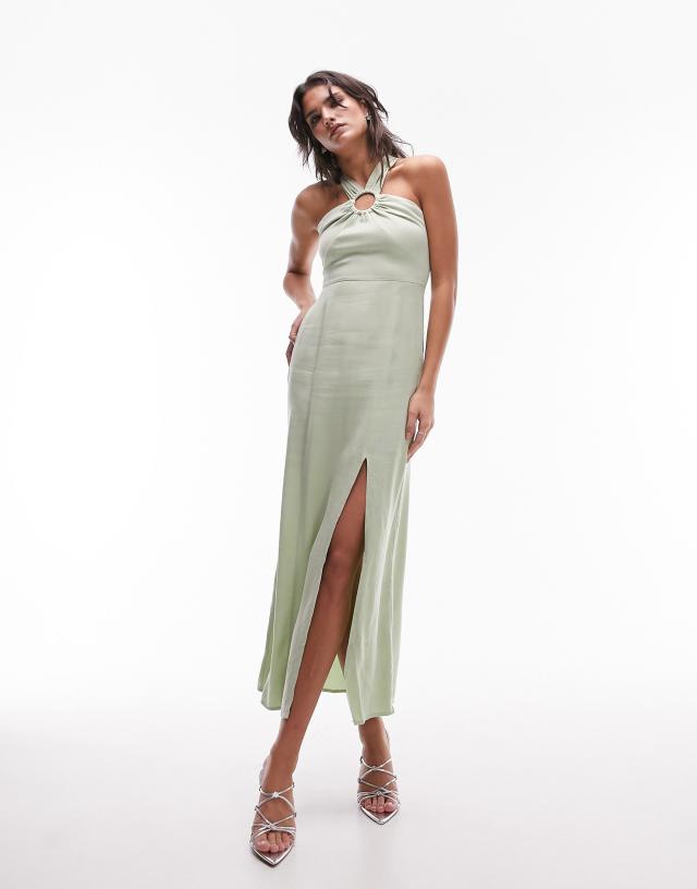 Topshop - ring detail maxi dress in sage