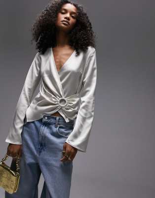 topshop ring detail top in champagne