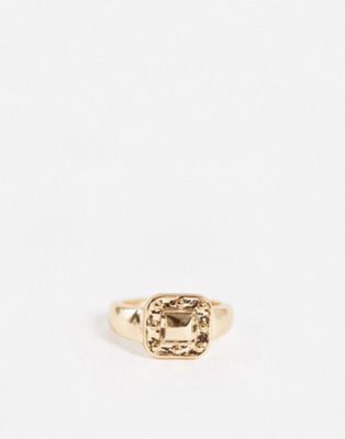 Topshop – Ring für den kleinen Finger mit quadratischem Detail-Goldfarben