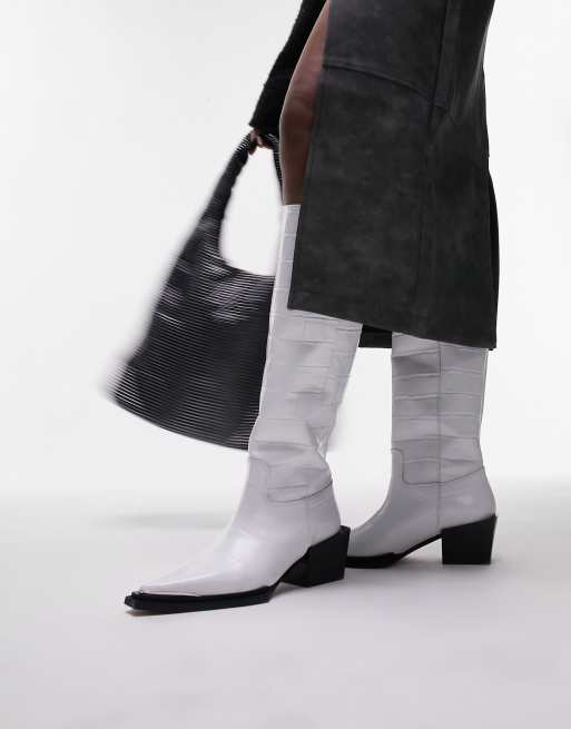 Topshop white outlet western boots