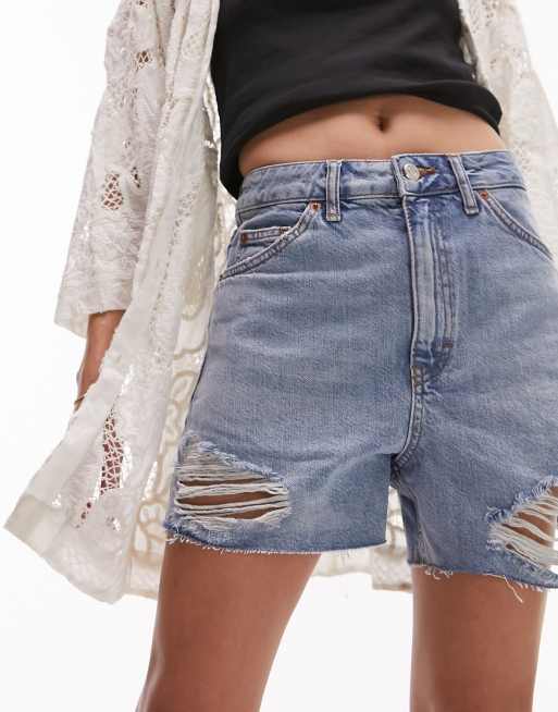 Topshop ripped sale denim shorts