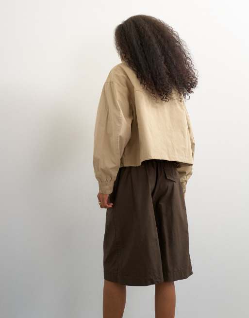 Topshop ripstop short with toggle detail in brown, 4 of 5