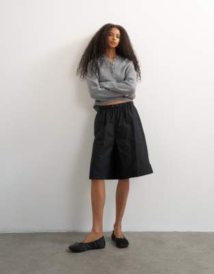 Topshop Ripstop Shorts With Toggle Detail In Black