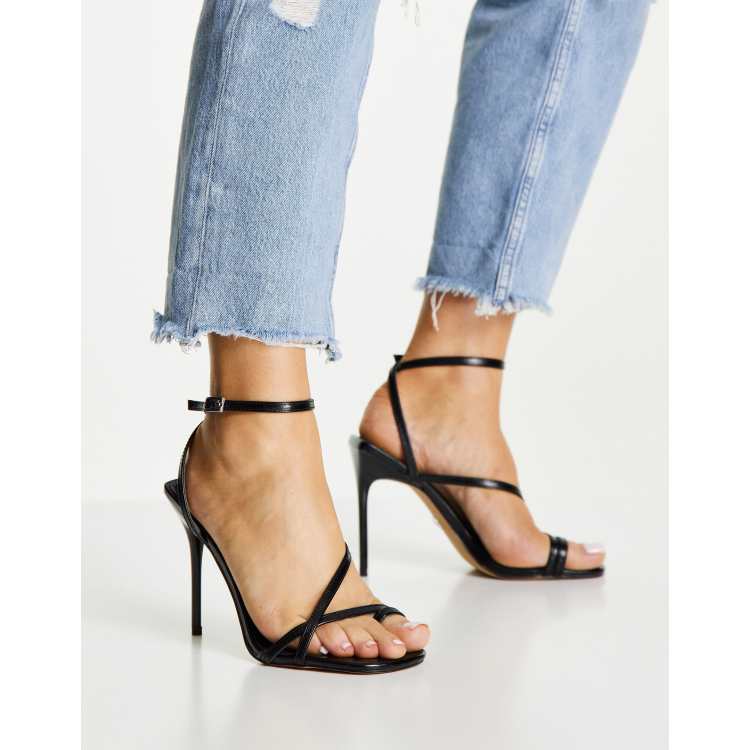 Topshop Rise high strappy sandal in black ASOS