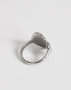 Model wearing Rita waterproof stainless steel ring in silver