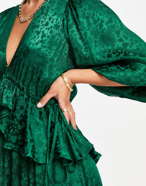 Topshop Riveria Robe habill e courte en jacquard Vert ASOS