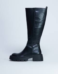 Riya knee high chunky boots in black
