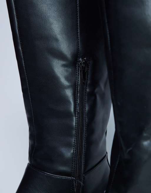 Topshop - Riya - Stivali al ginocchio neri con suola spessa, 3 di 4