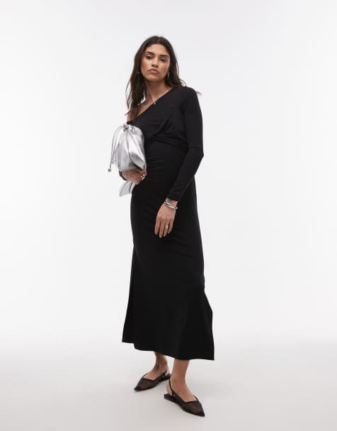 Topshop - Robe à manches longues torsadée devant - Noir - view 1