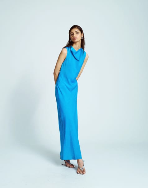 Topshop - Robe asymétrique avec dos nu - Bleu vif - view 1