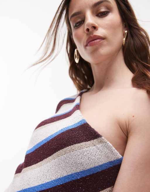 Topshop - Robe asymétrique longue en maille à rayures, 3 de 5