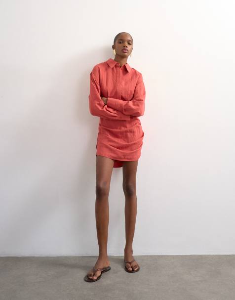 Robe rose à manches de cloche et col en V-Cupshe ance