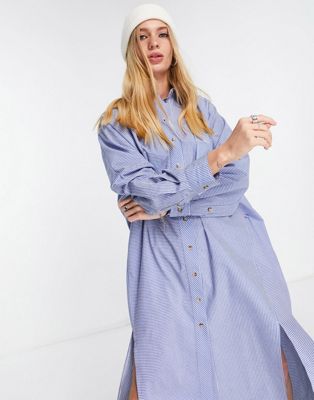 Robes Topshop - Robe chemise oversize en popeline à rayures