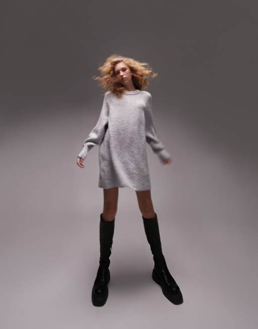 Topshop - Robe courte côtelée en maille mélangée
