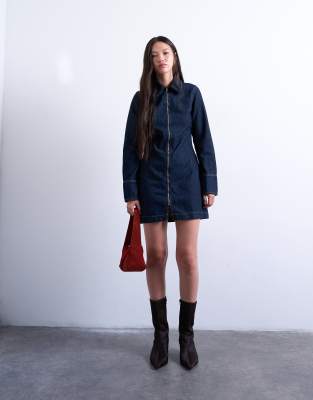 Topshop - Legging en similicuir à fermeture éclair contrastante - Kaki