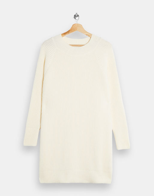 Topshop - Robe courte en maille à encolure ras de cou - Ivoire, 3 de 4