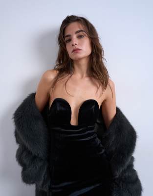 Robe courte structurée en velours - Noir 38