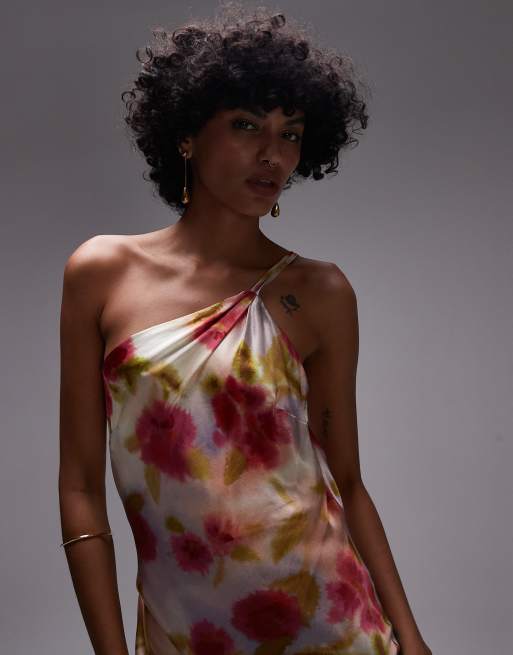 Topshop - Robe de soirée mi-longue et asymétrique avec dos ouvert et imprimé fleuri style aquarelle, 3 de 4