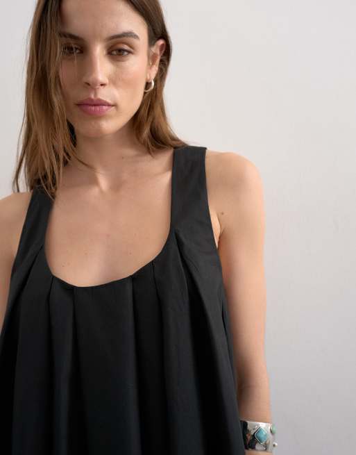Topshop - Robe d'été courte plissée à ourlet évasé - Noir, 3 de 4