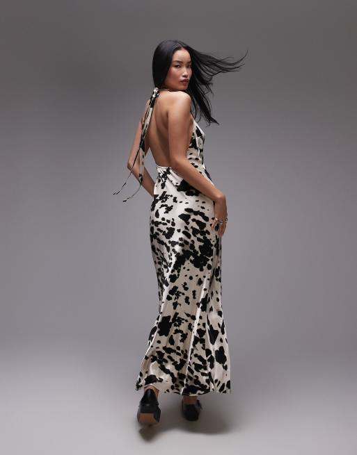Topshop - Robe dos nu longue à imprimé vaches, 3 de 4