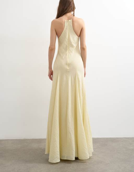 Topshop - Robe longue à dos nageur avec jupe évasée et découpes - Babeurre, 4 de 4