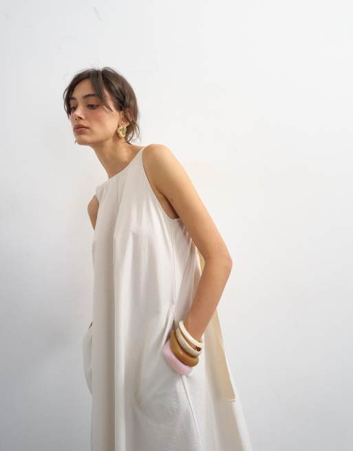 Topshop - Robe longue à enfiler avec bretelles à boucle et dos ouvert - Blanc cassé, 2 de 4