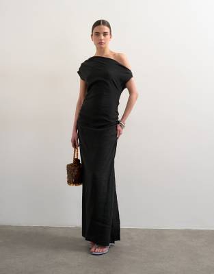 Robe longue à épaules asymétriques - Noir 34