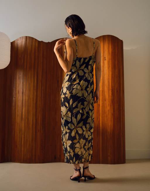 Topshop - Robe longue à imprimé fleurs en tulle froissé - Noir, 2 de 4