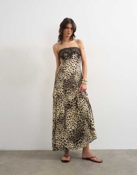 Topshop - Robe longue à imprimé léopard avec buste en dentelle - view 1