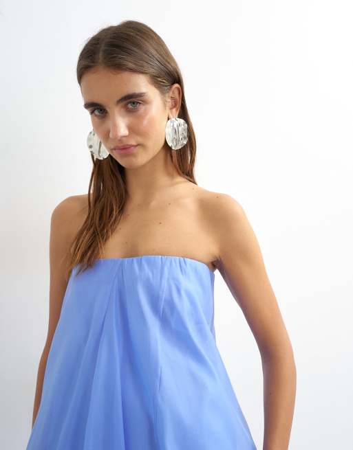 Topshop - Robe longue bandeau en organza superposé - Bleu bleuet, 4 de 4