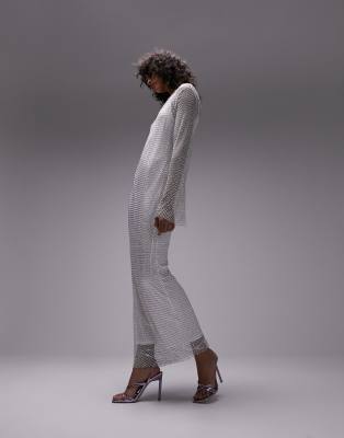 Topshop - Robe longue en filet avec strass - Blanc | ASOS