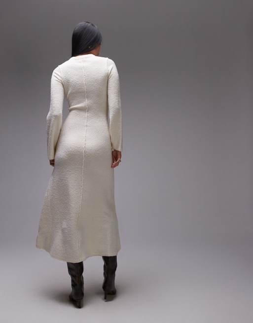 Topshop - Robe longue en maille bouclée - Grège, 3 de 4