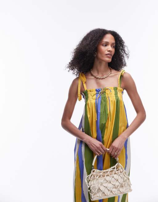 Robe rayée jaune sale