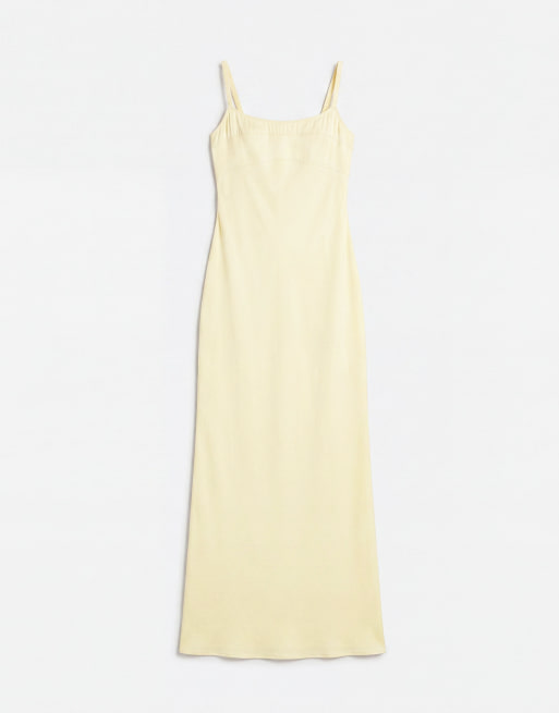 Topshop - Robe longue satinée à bretelles et surpiqûres - Jaune, 5 de 8