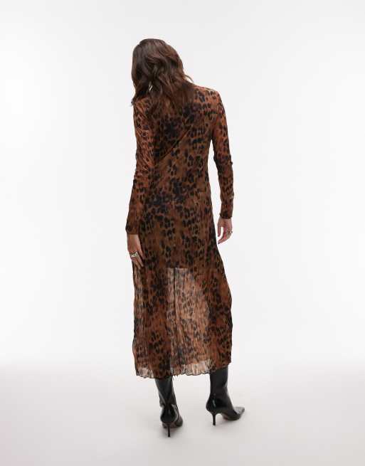 Topshop - Robe longueur mollet effet froissé à imprimé bambi - Marron, 4 de 4