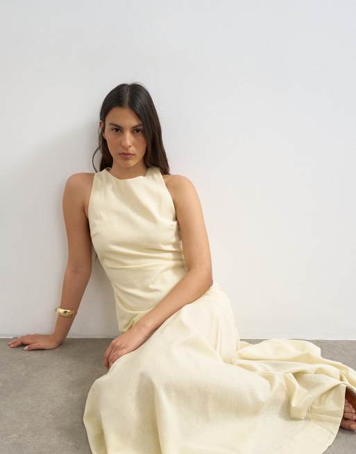 Topshop - Robe mi-longue à taille basse et ourlet évasé - Babeurre, 2 de 4