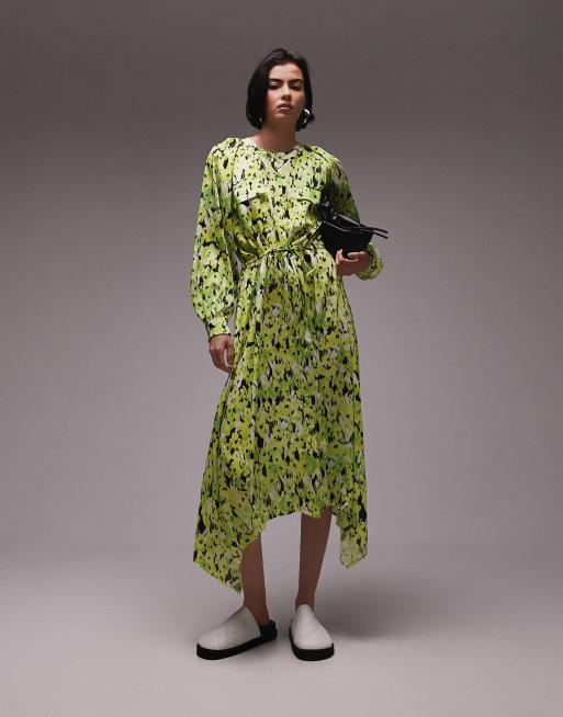 Topshop - Robe mi-longue boutonnée à imprimé floral fondu - Multicolore