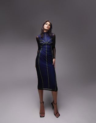 Jupe taille haute midi, Jupe crayon noire longueur genou, Jupe avec doublure rouge, Jupes pour femme, Jupes habillées pour le bureau TAVROVSKA - France