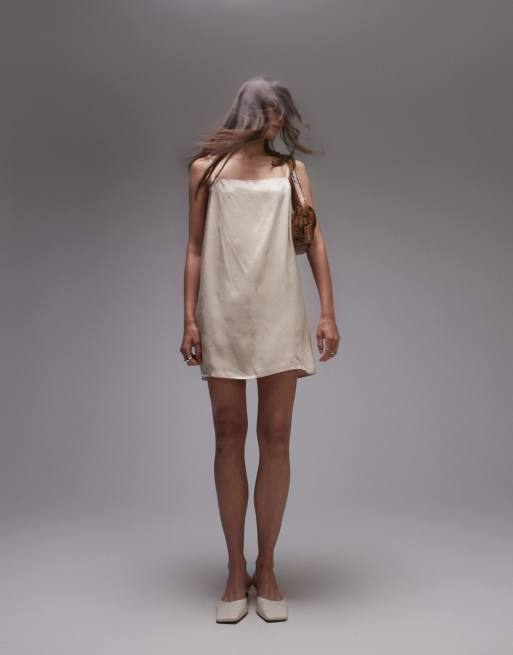 Topshop - Robe nuisette courte à bretelles tressées - Ivoire , 2 de 4