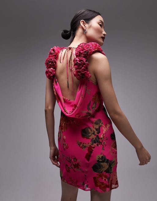 Topshop Robe nuisette courte à imprimé fleuri avec col bénitier