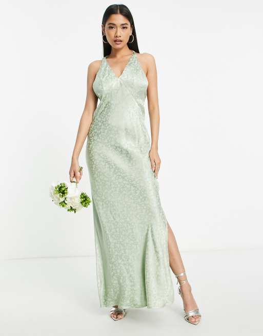Topshop - Robe nuisette en jacquard motif cœurs - Vert sauge, 2 de 4
