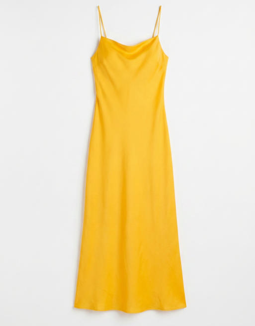 Topshop robe nuisette longue en satin de viscose à encolure dégagée et longueur cheville en orange, 5 de 7