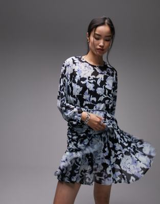 Robe Topshop Taille 10 Verte Fleurie Avec Zip - Occasion Très Bon état