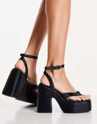 black two strap platform sandals