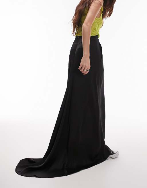 Topshop – Rock aus Satin in Schwarz mit Fischschwanz-Design, 4 von 4
