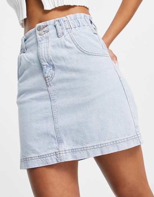 Topshop – Rock mit Paperbag-Taille in gebleichter Waschung 