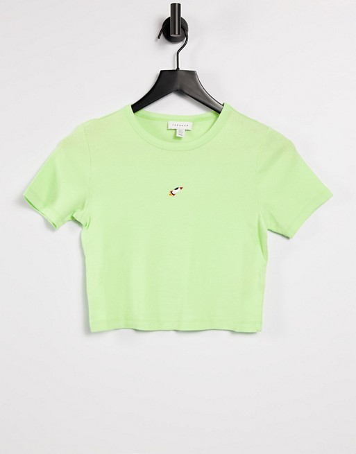 Topshop rocket emoji t-shirt in green