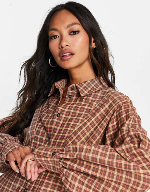 Topshop – Rödrutig skjorta i oversize och boyfriend-modell, 3 av 4